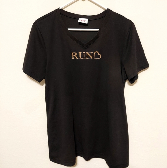 Black RUN Graphic T-Shirt With Bible Verse On Back, L/XL - Picture 1 of 3